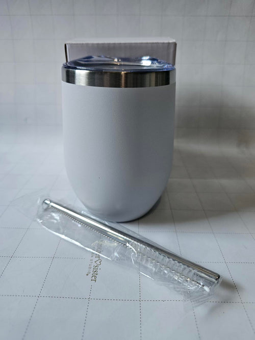 12oz Stainless Steel Wine Tumbler for Sublimation White Insulated Cup