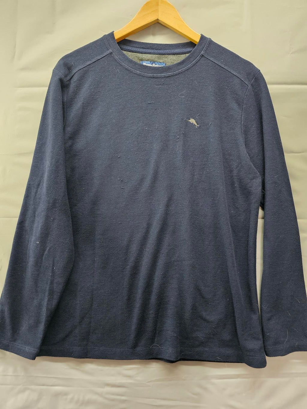 Tommy Bahama Navy Blue Long Sleeve Waffle Knit Pullover Crewneck Men’s Medium