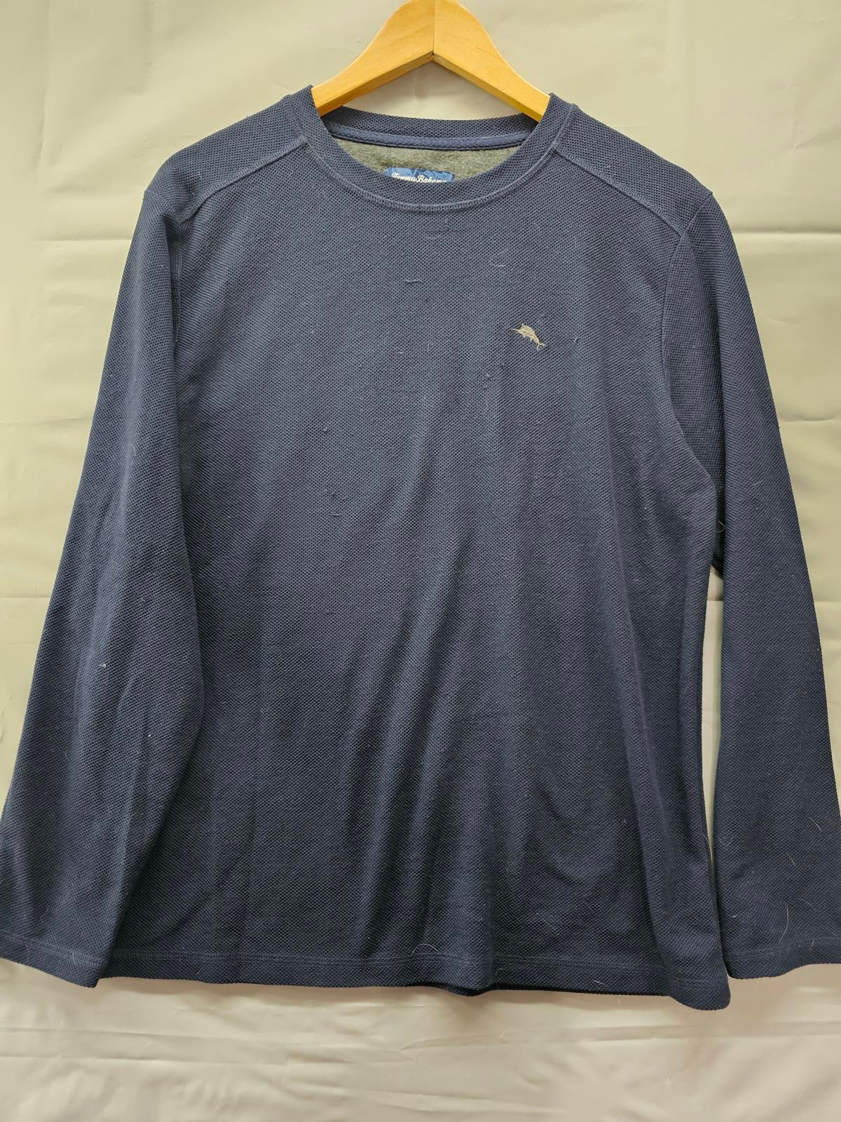 Tommy Bahama Navy Blue Long Sleeve Waffle Knit Pullover Crewneck Men’s Medium