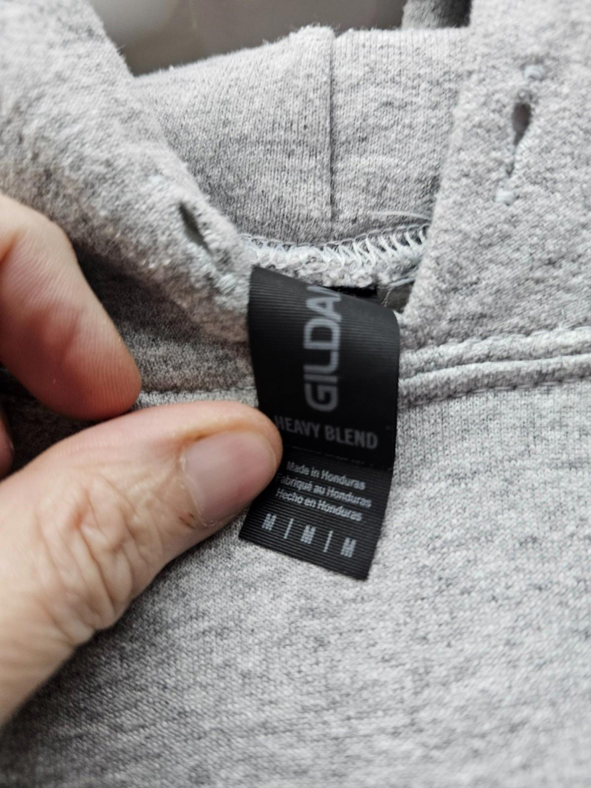 Gildan Heavy Blend Gray Hoodie Medium Gold Soft Unisex Sweatshirt