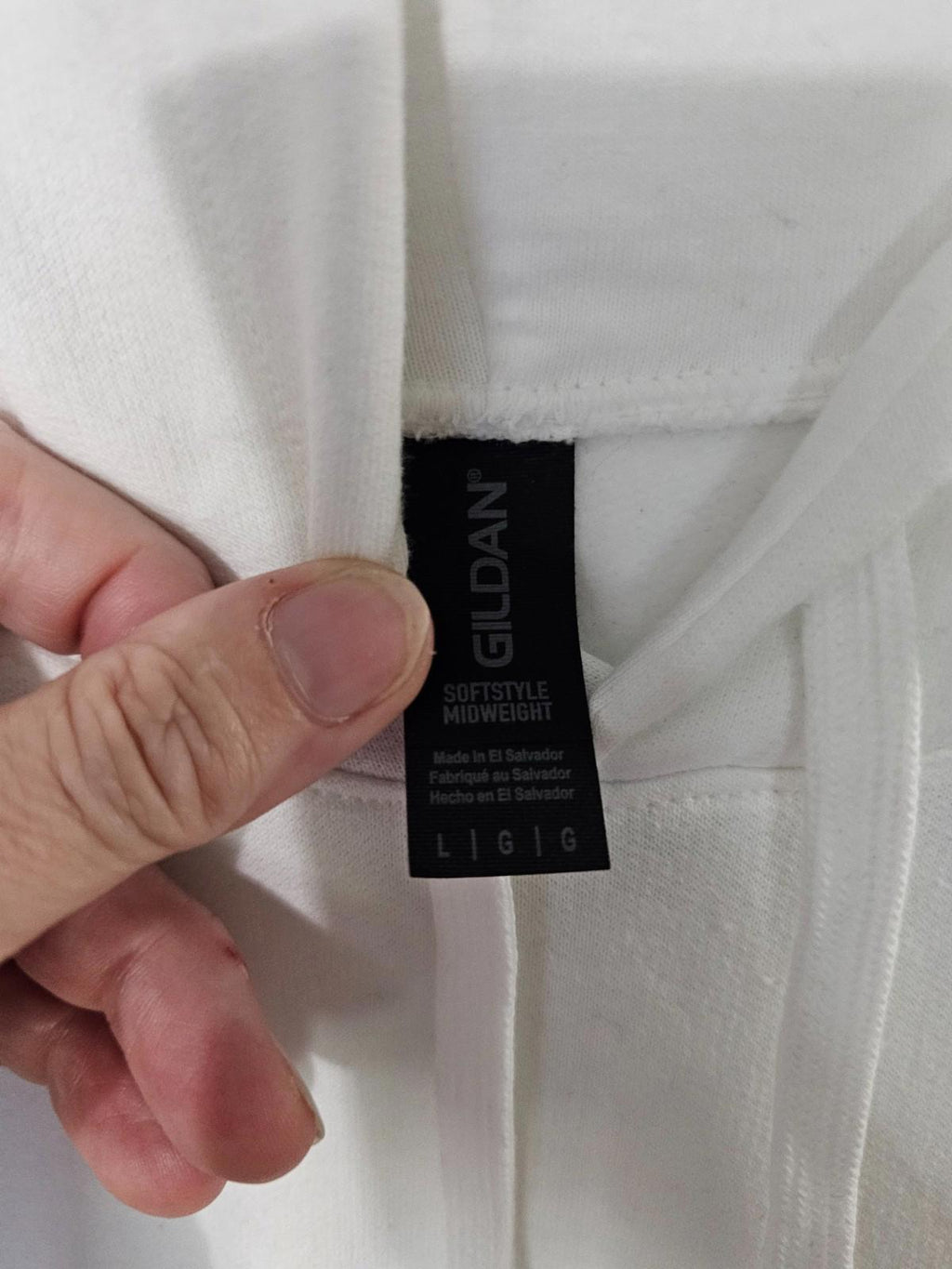 Gildan Softstyle White Hoodie L Midweight Pullover New