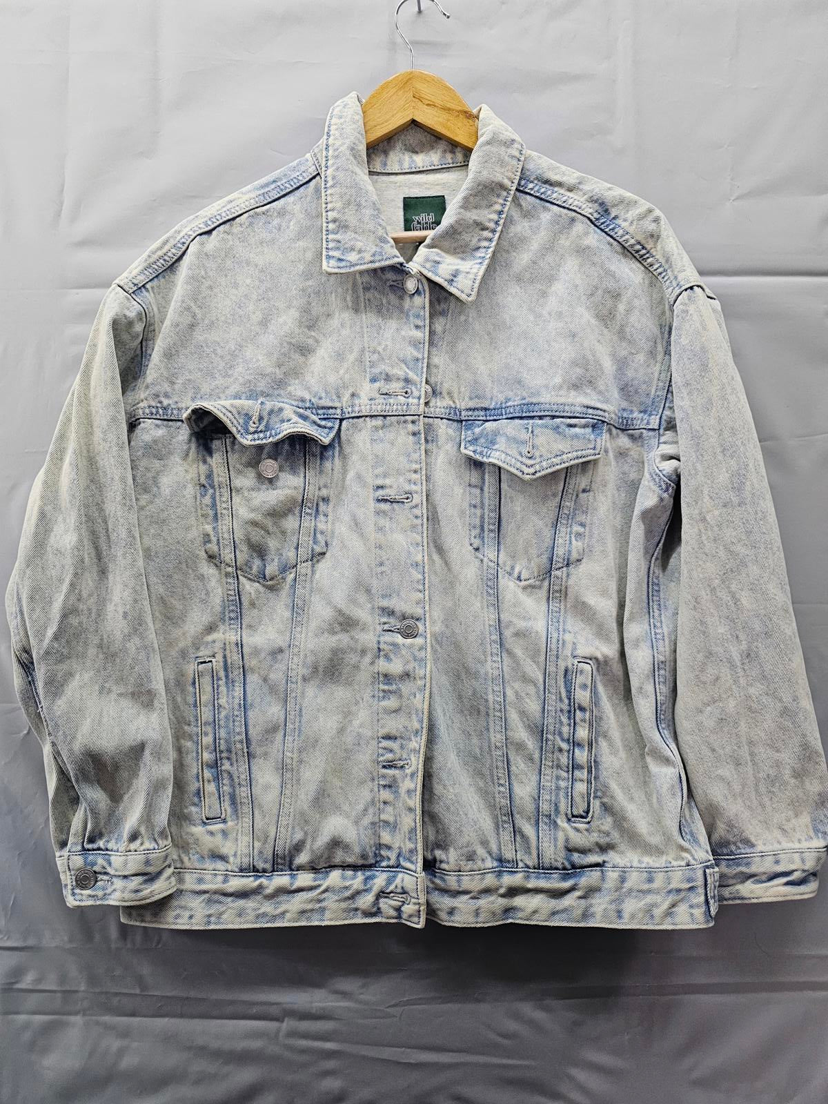 Wild Fable Acid Wash Denim Jacket Oversized Fit Light Wash Women's Medium