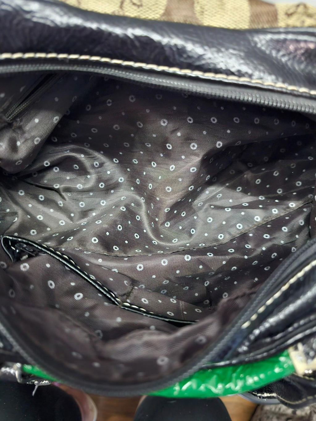 Multicolor Patchwork “G” Handbag Faux Leather Mixed Print Purse