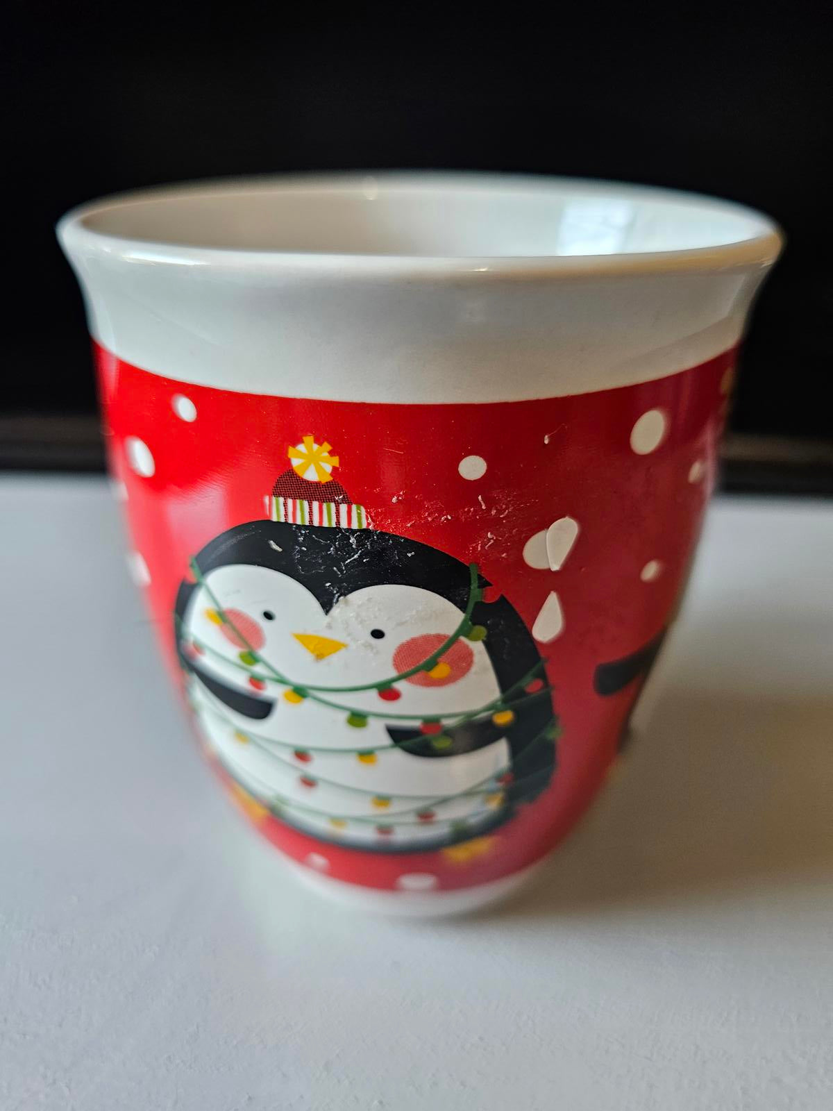 Royal Norfolk Christmas Penguin Mug – Red Holiday Coffee Cup – 12 oz