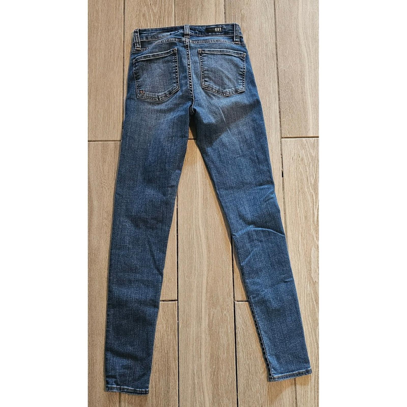 Kut From The Kloth Distressed Skinny Jeans Size 0 Blue Stretch Denim