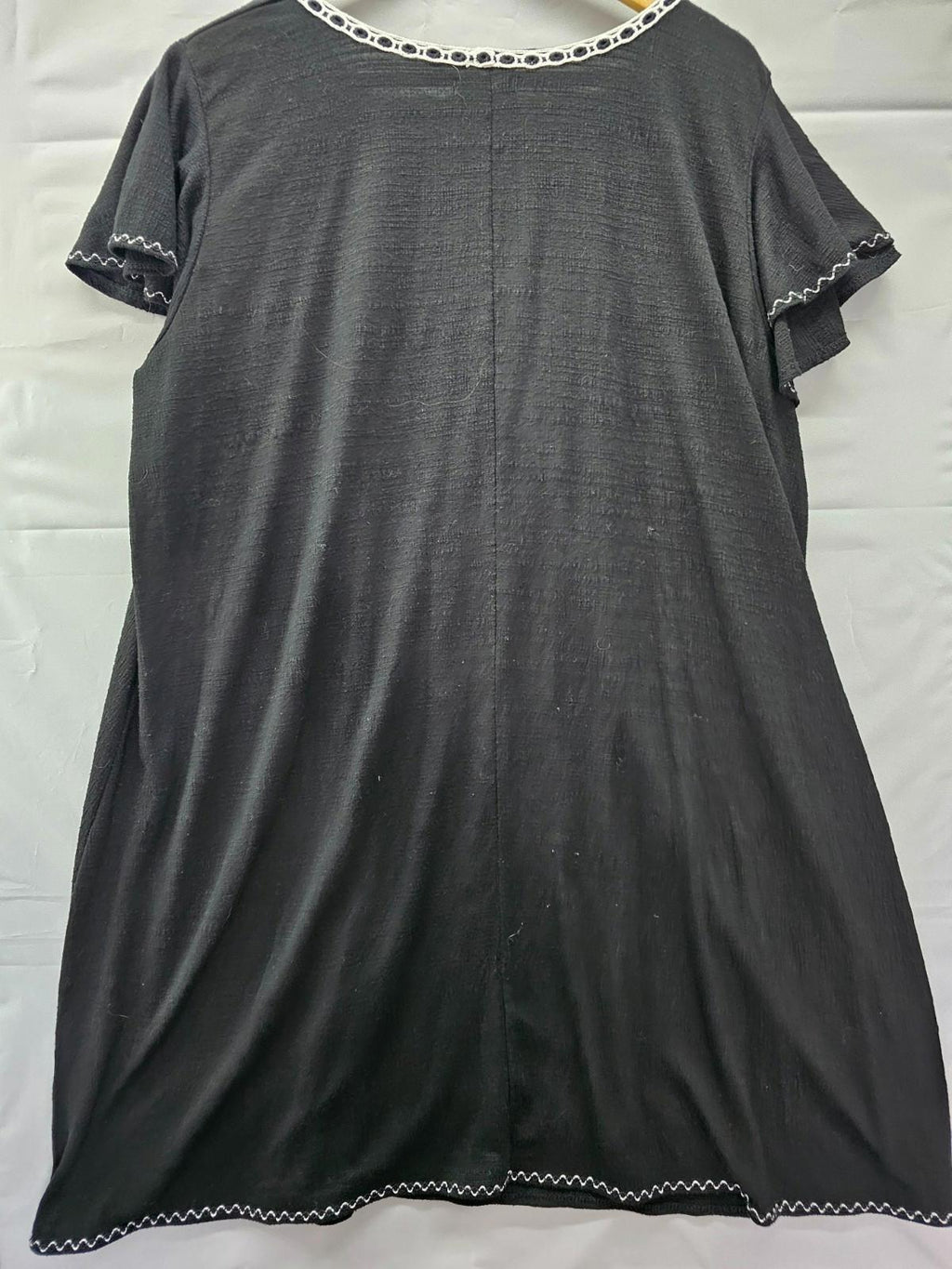 Max Studio Slit Neckline Crochet Shift Dress Black Plus Sz 2X