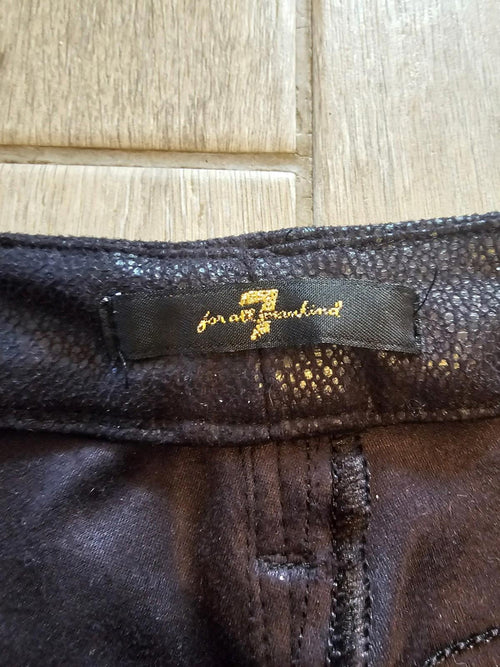 7 For All Mankind Coated Skinny Jeans Size 27 Faux Leather Drama Pants