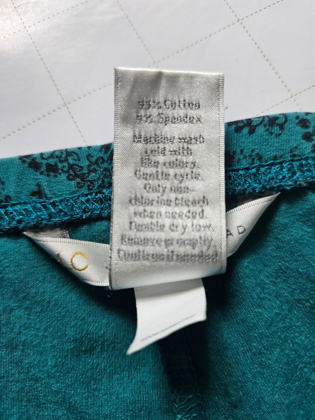 LC Lauren Conrad Teal Black Floral Leggings Small Soft Stretch Full Length