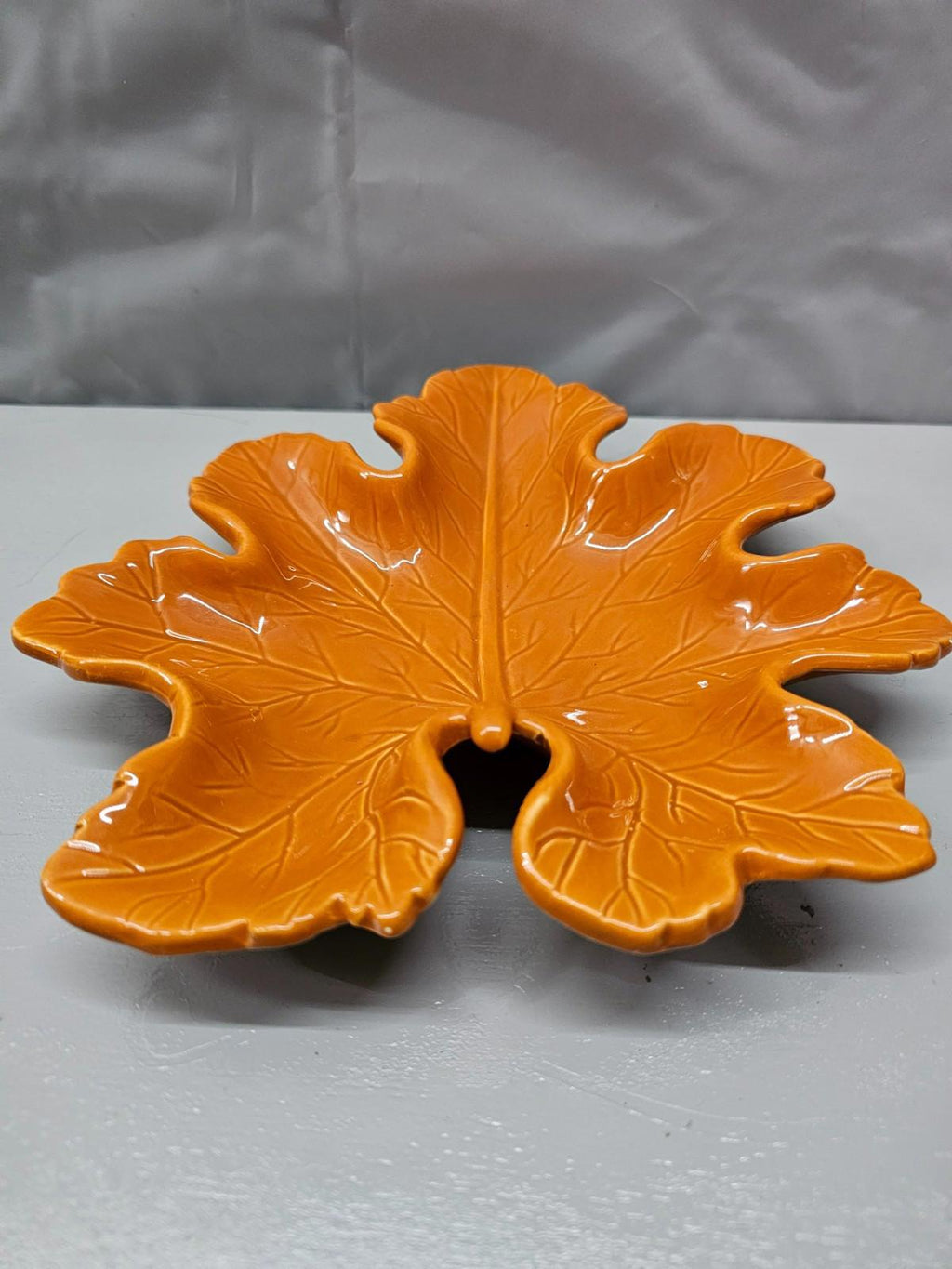 Room and Retreat Ceramic Leaf Trinket Dish Orange Fall Decor