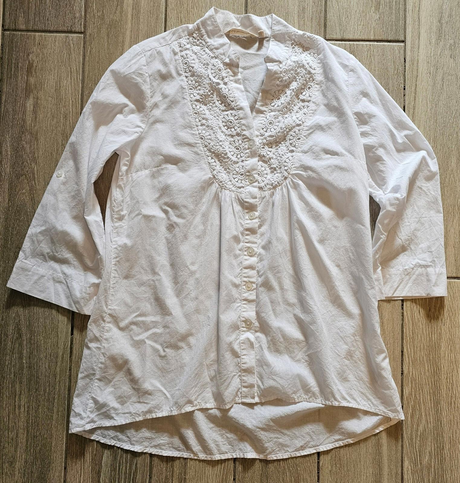Soft Surroundings Lace Embroidered Tunic Blouse PS White Boho