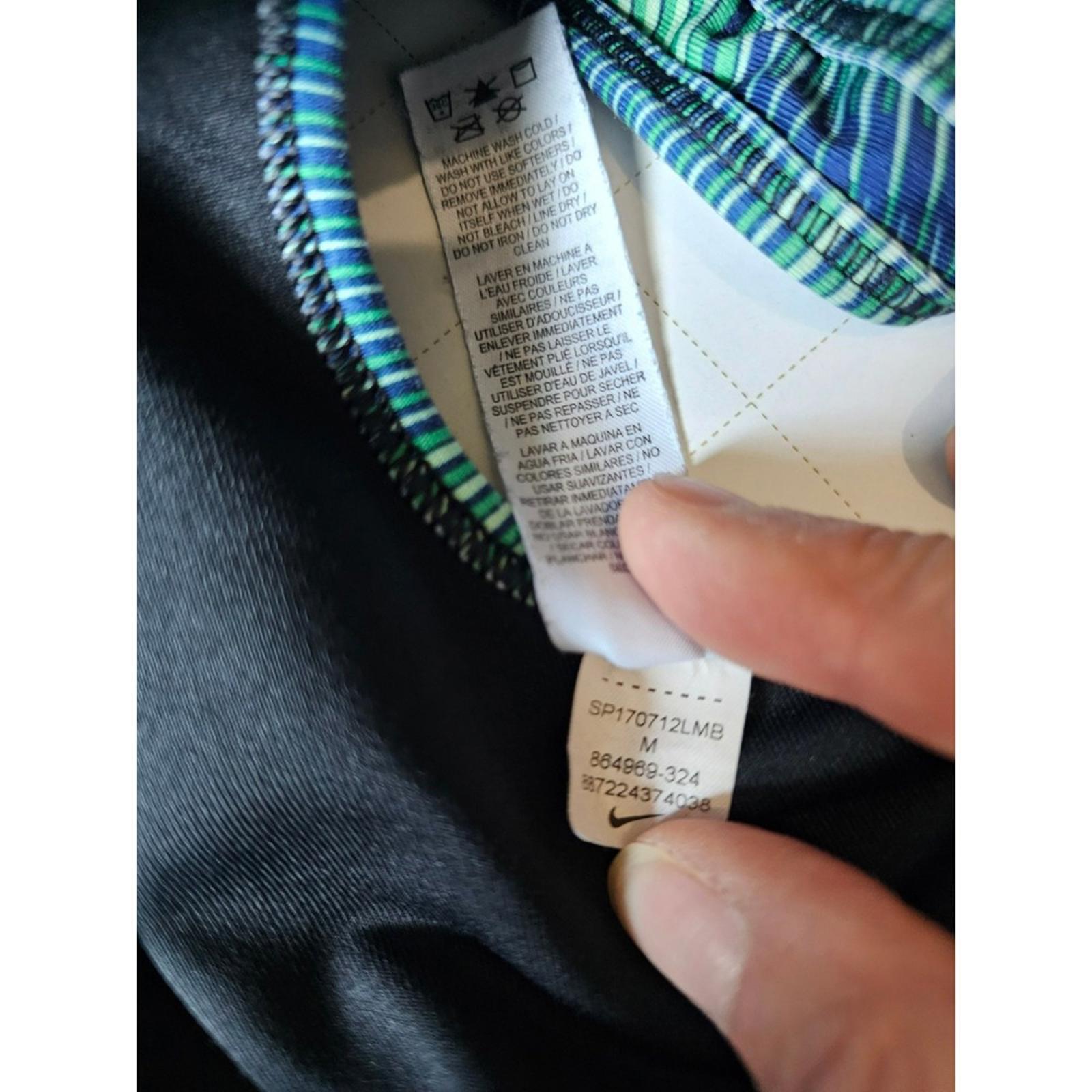 Nike Pro Classic Sports Bra Women's Medium Blue Green Stripe Dri-FIT 864989-324