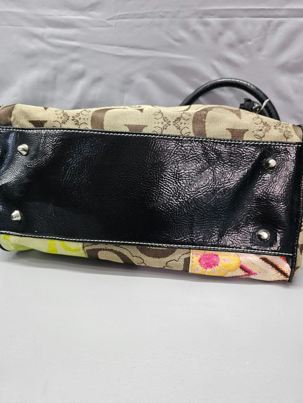 Multicolor Patchwork “G” Handbag Faux Leather Mixed Print Purse