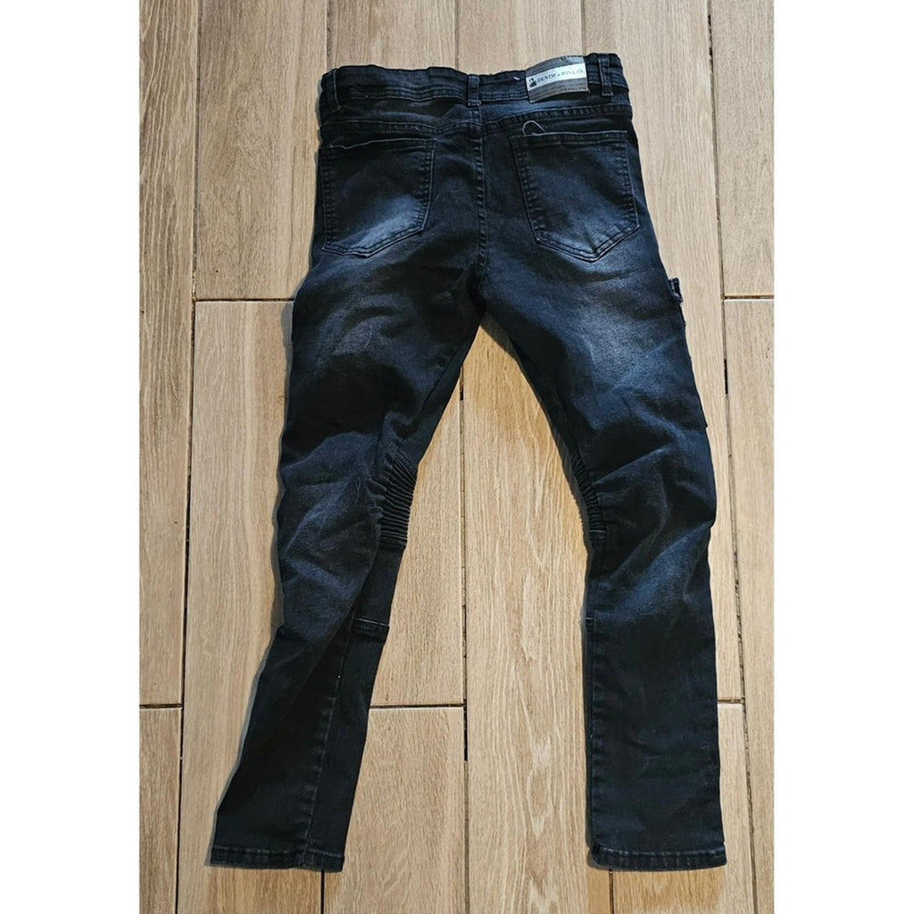 Denim and Rivets Black Moto Cargo Jeans Youth 14 Skinny Streetwear