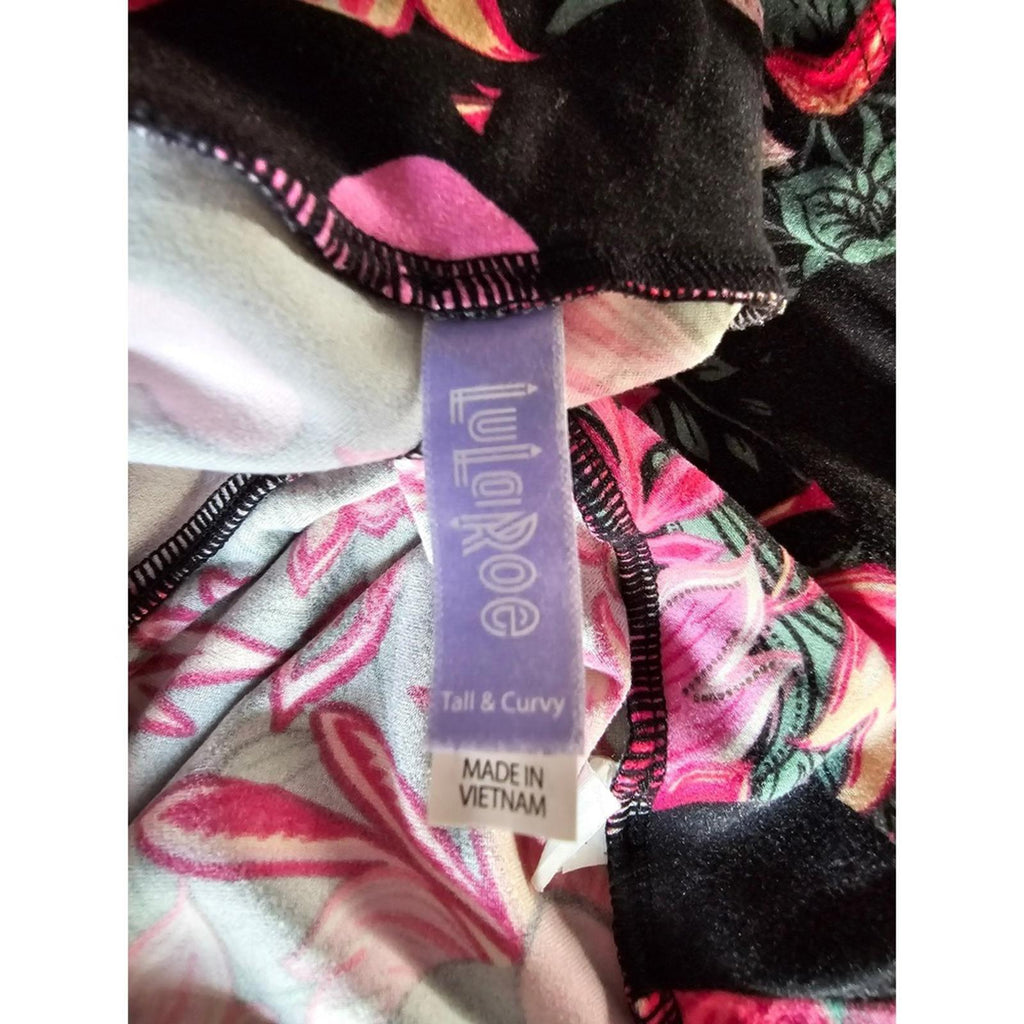 LuLaRoe Disney Minnie Mouse Leggings Tall Curvy Black Pink Floral