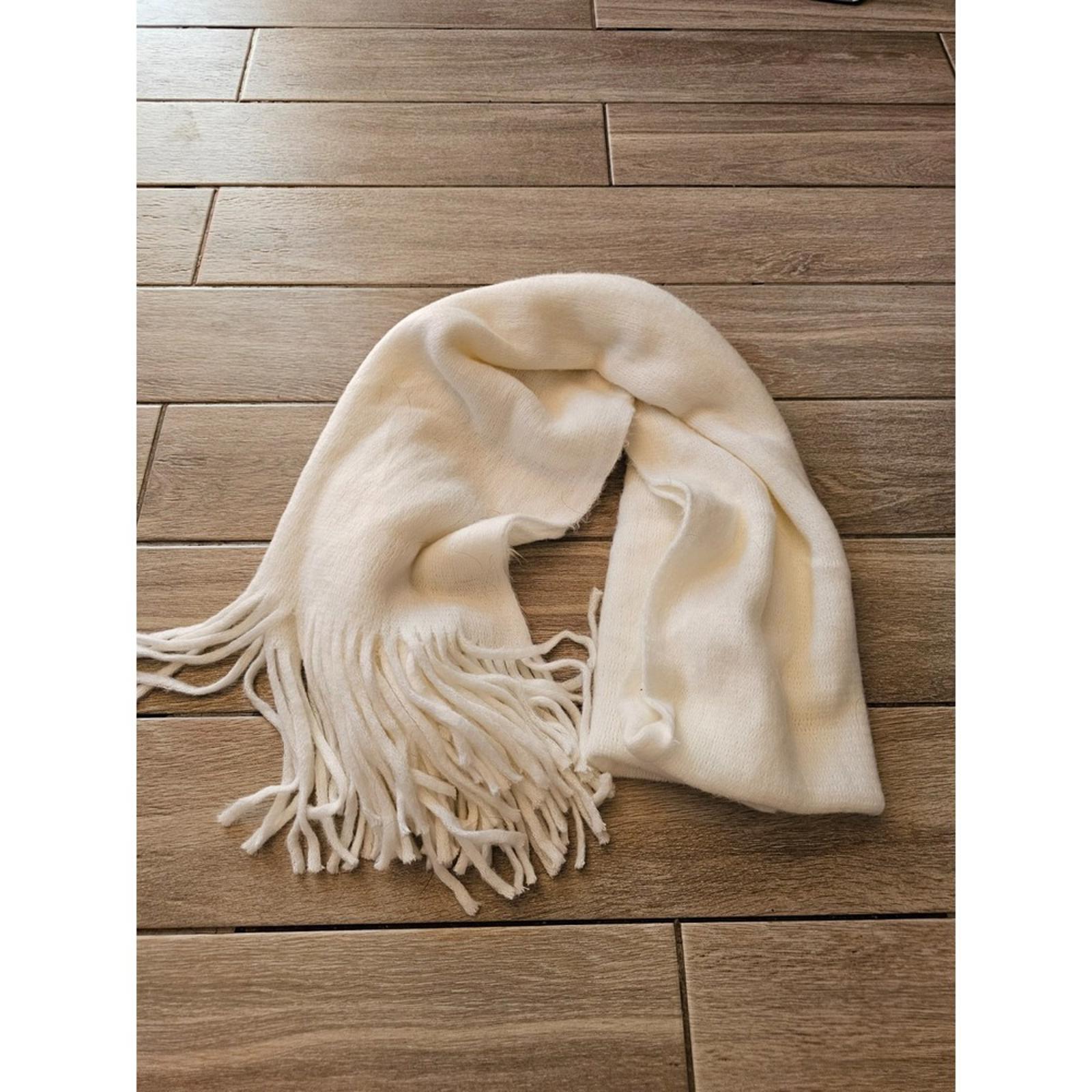 Steve Madden Cream Cozy Fringe Scarf