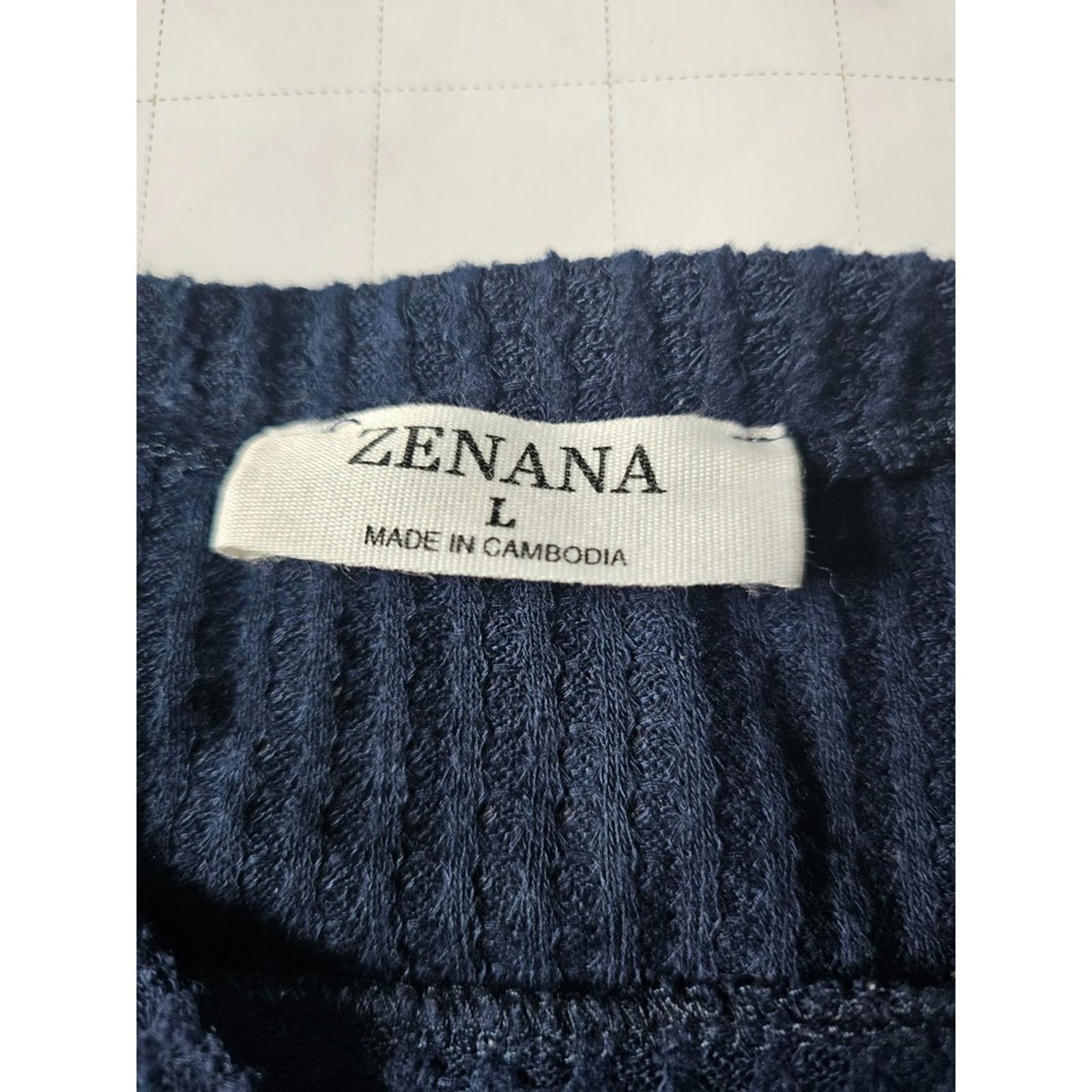 Zenana Blue Waffle Knit Pullover Sweater Women's Large