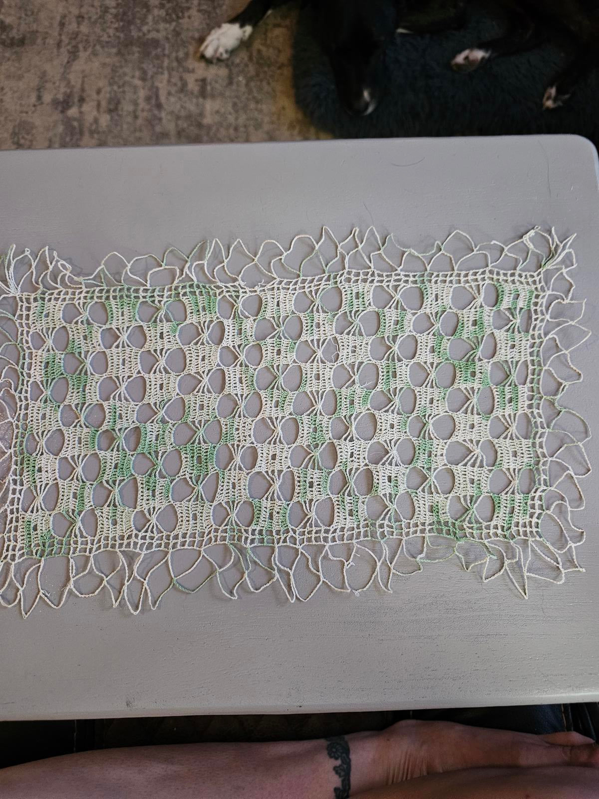 Green Crochet Table Runner