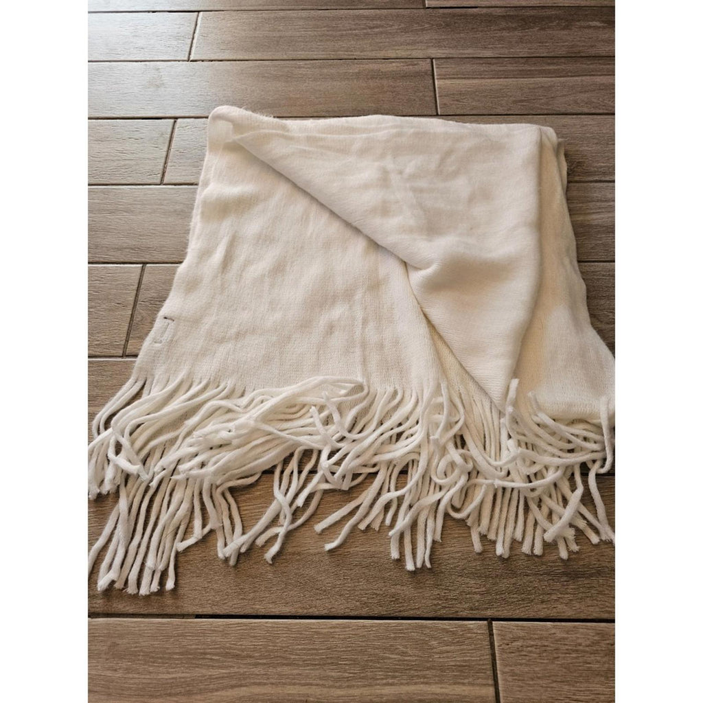 Steve Madden Cream Cozy Fringe Scarf