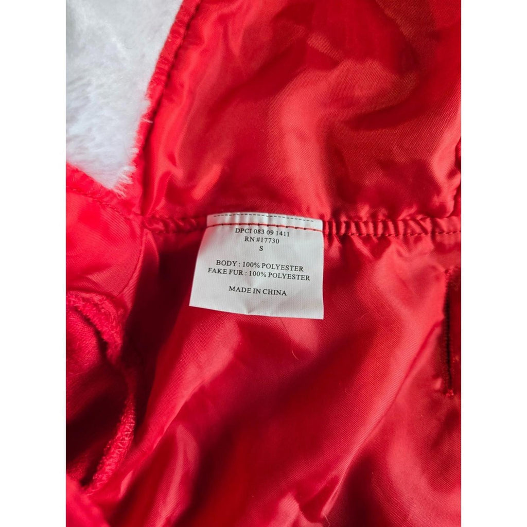 Santa Claus Dog Costume Pet Christmas Outfit with Hood Red White Suit