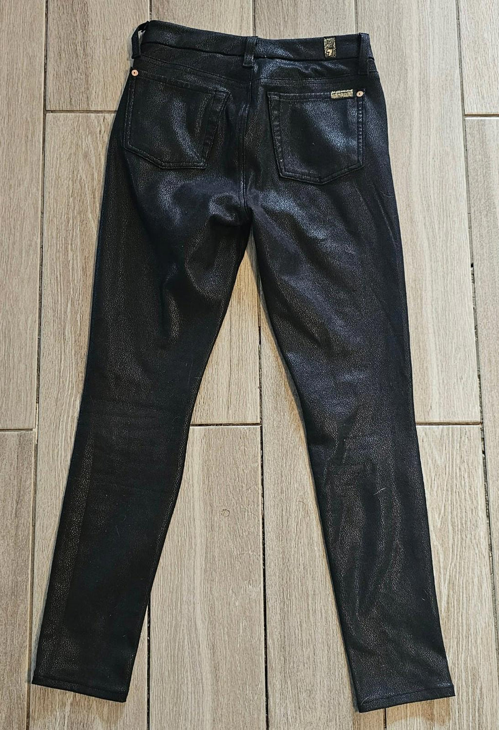 7 For All Mankind Coated Skinny Jeans Size 27 Faux Leather Drama Pants