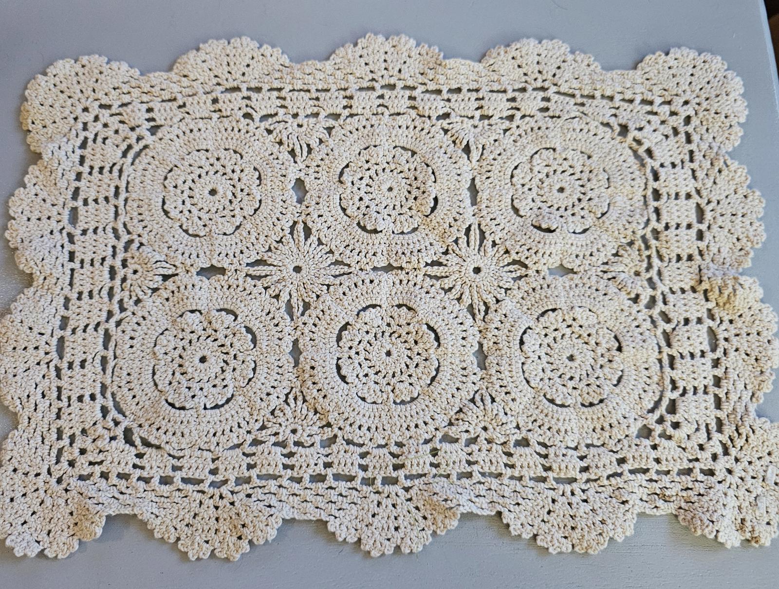 Handmade Vintage Crochet Lace Doily - Retro Floral Charm