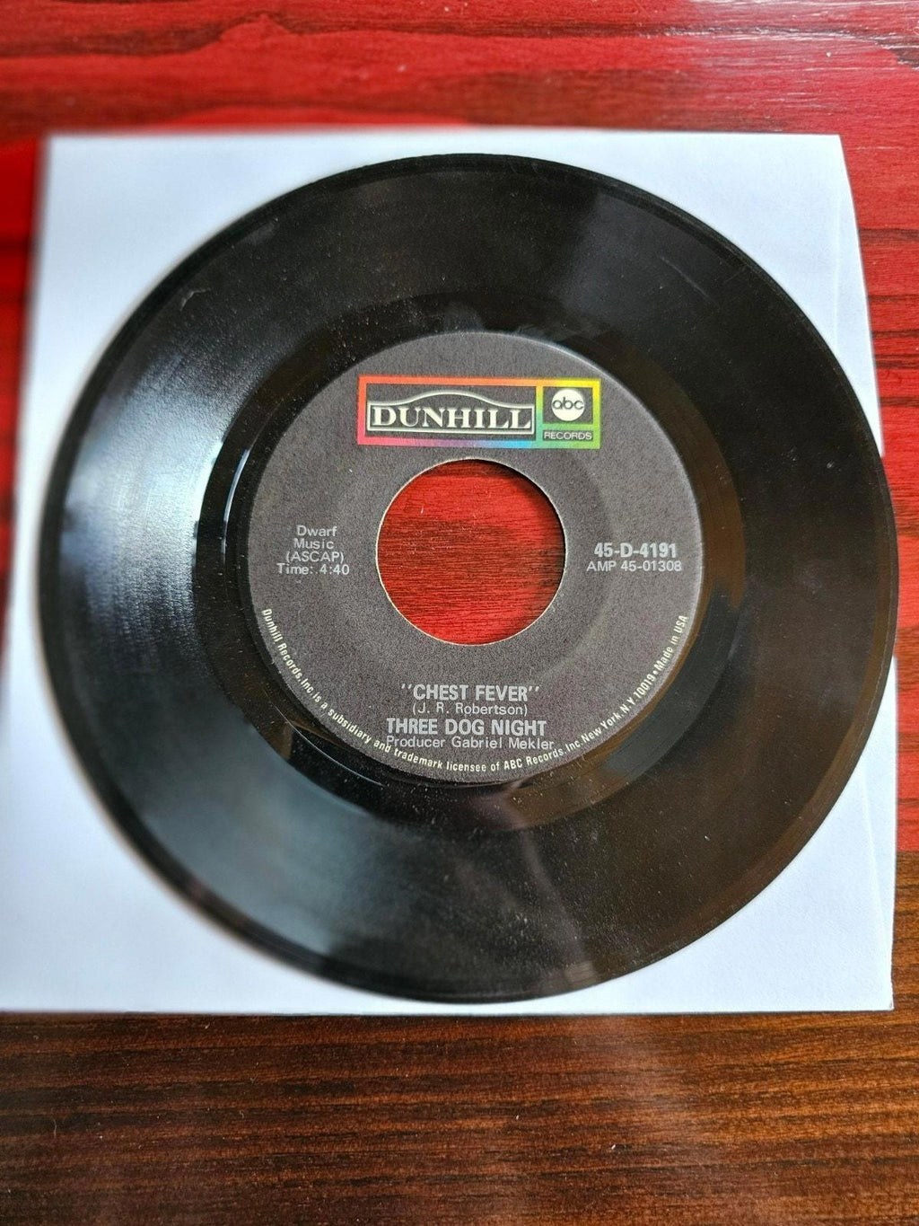 45 RPM Record: Three Dog Night – “One” / “Chest Fever” – Dunhill ABC – VG Condit