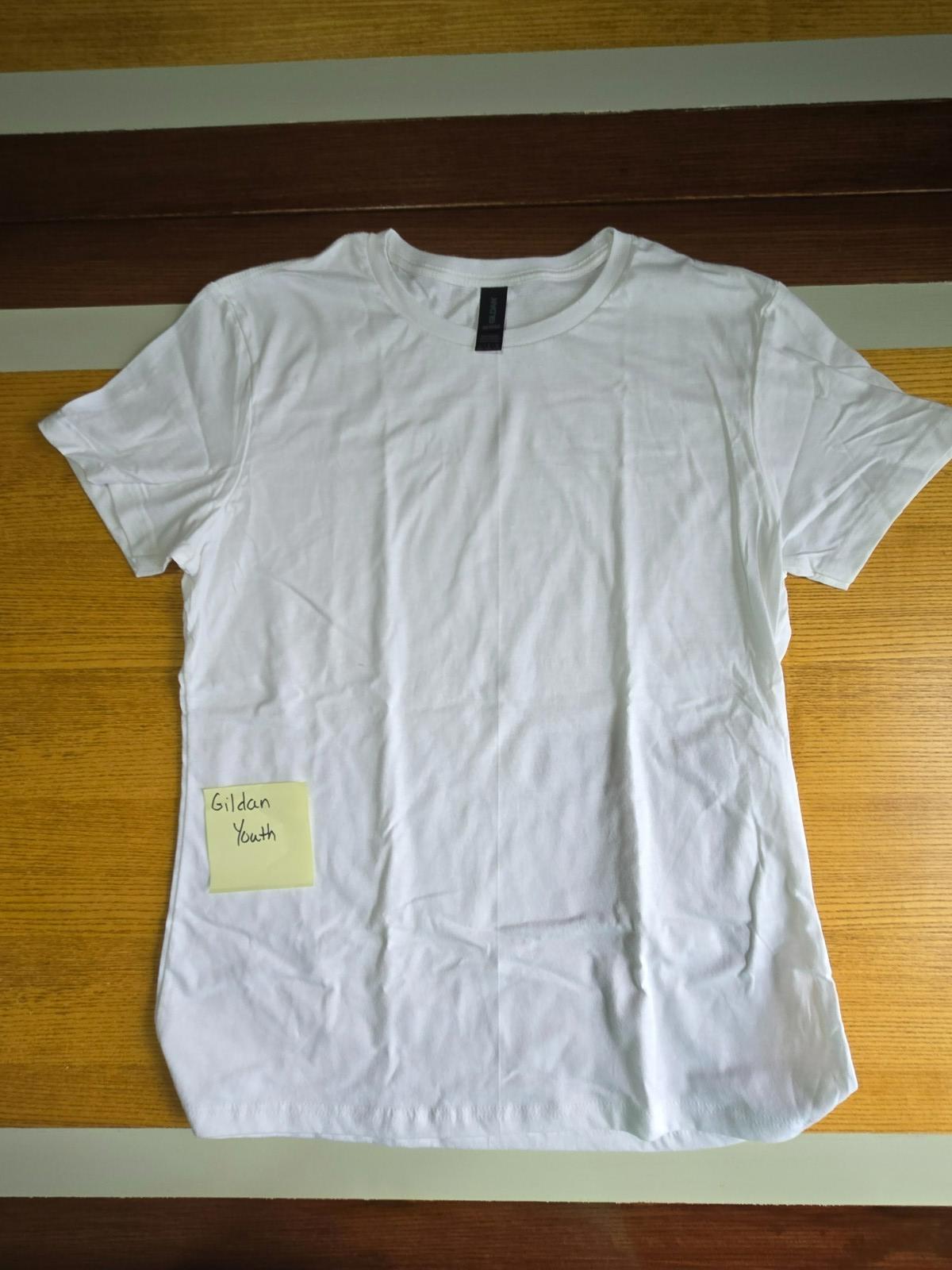 NEW Gildan Youth Softstyle White Cotton Tee Size L Blank Unisex Shirt