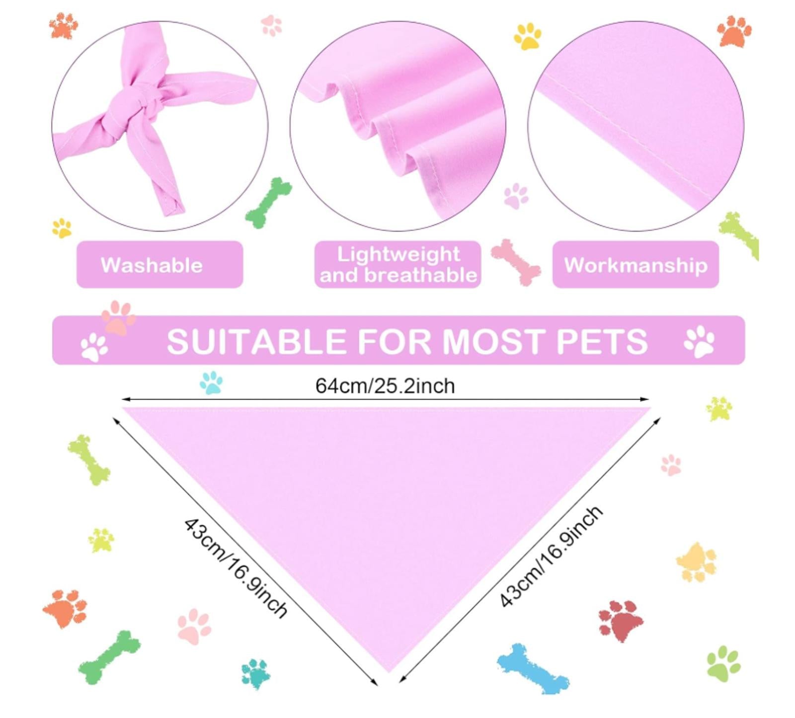 Set of 5 Plain Dog Bandanas – Bulk Polyester Dog Bibs – Hand Wash Only