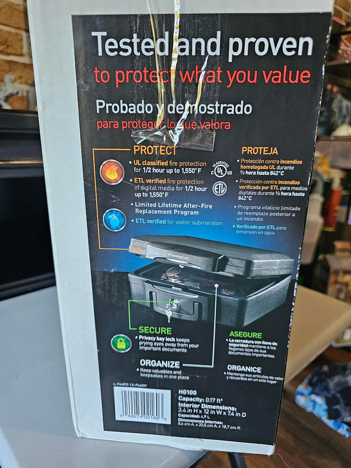 NEW SentrySafe H0100 Fireproof Waterproof Security Safe – Key Lock – Unused