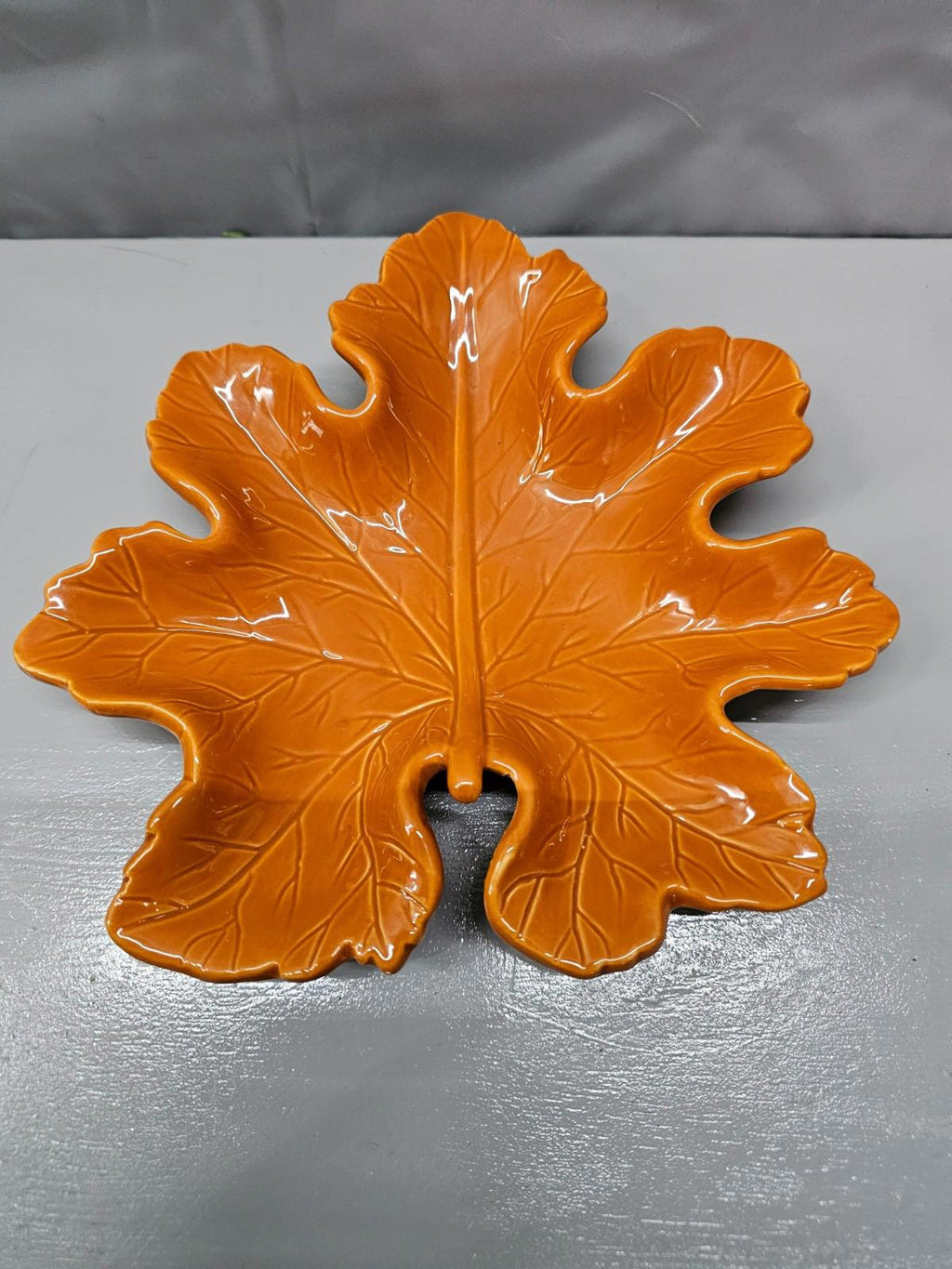 Room and Retreat Ceramic Leaf Trinket Dish Orange Fall Decor