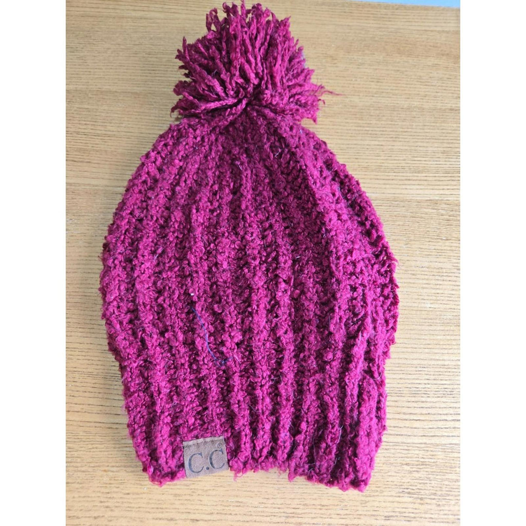 Red Knit Pom-Pom Beanie - Cozy & Cute!