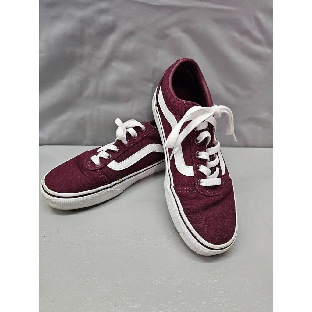 Vans Old Skool Burgundy Canvas Sneakers Women’s 6.5 White Stripe Classic Shoes