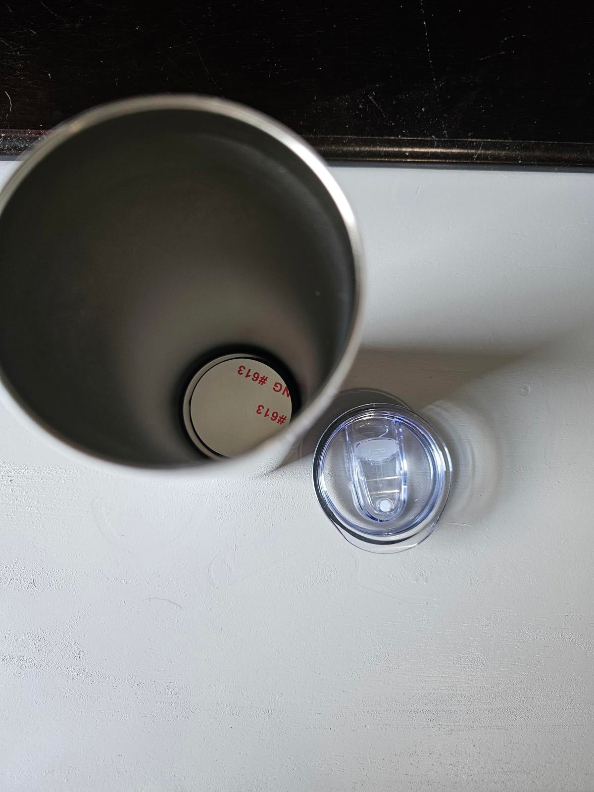 20oz Sublimation Skinny Tumbler – White Stainless Steel with Clear Lid