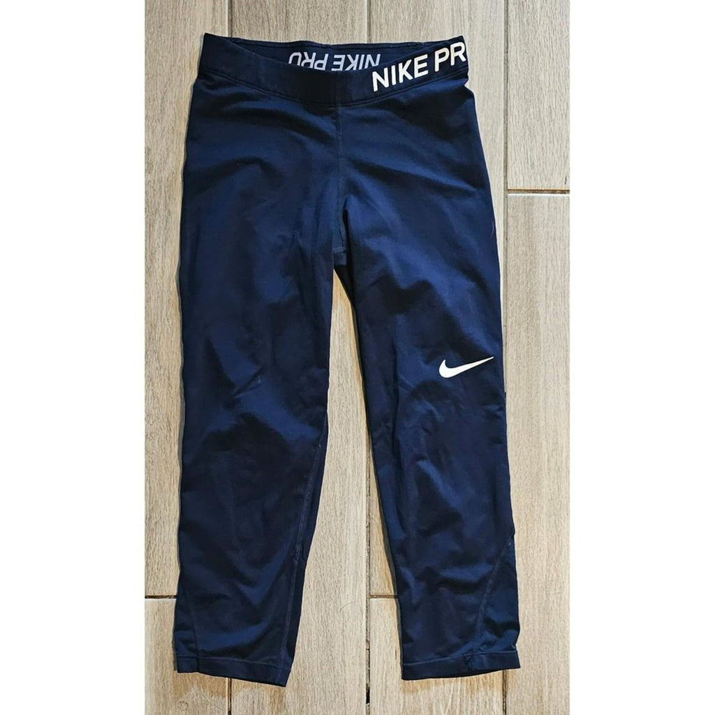 Nike Pro Compression Capri Leggings Small Navy Blue Workout Training