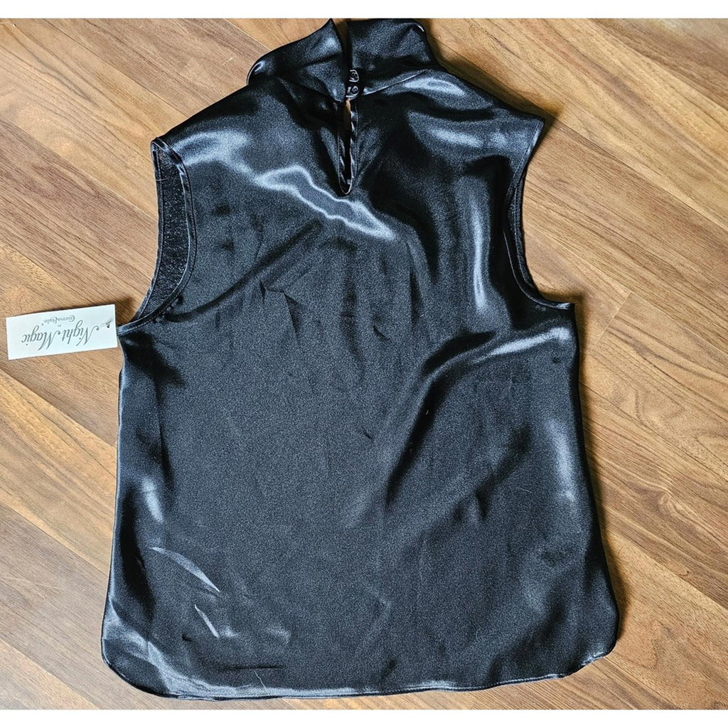 Night Magic by Gemma Crete Black Sequin Sleeveless Top M NWT