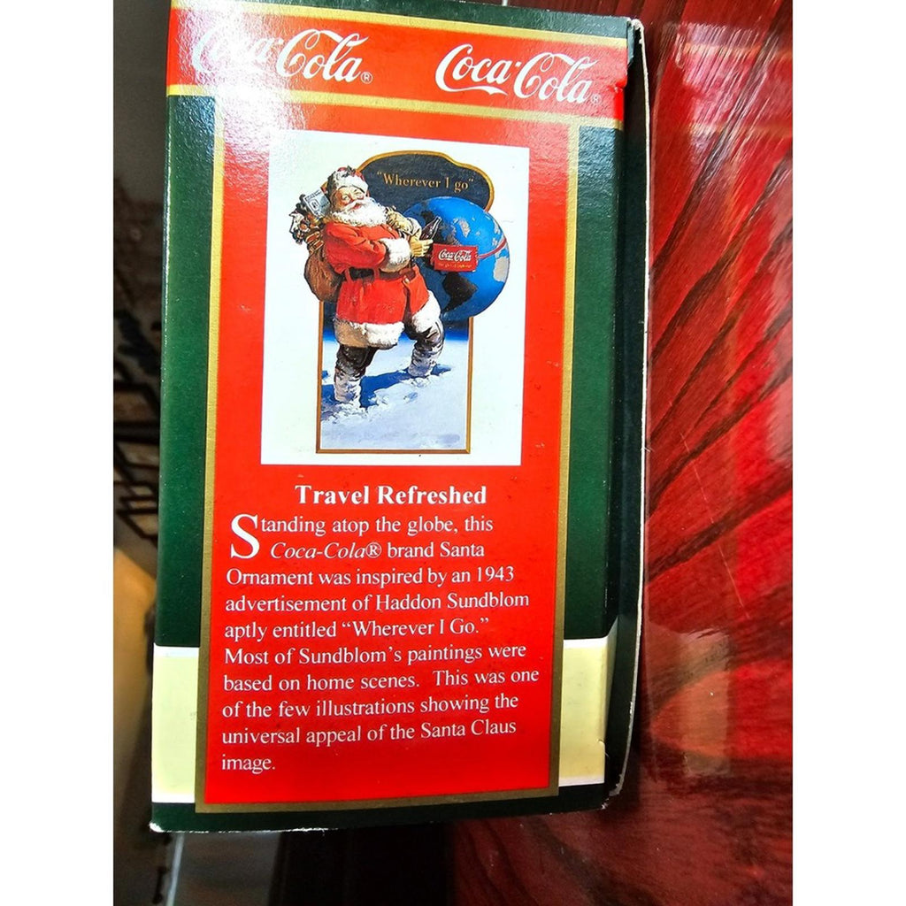 1995 Coca Cola Trim A Tree Ornament Travel Refreshed 1943 Santa Claus