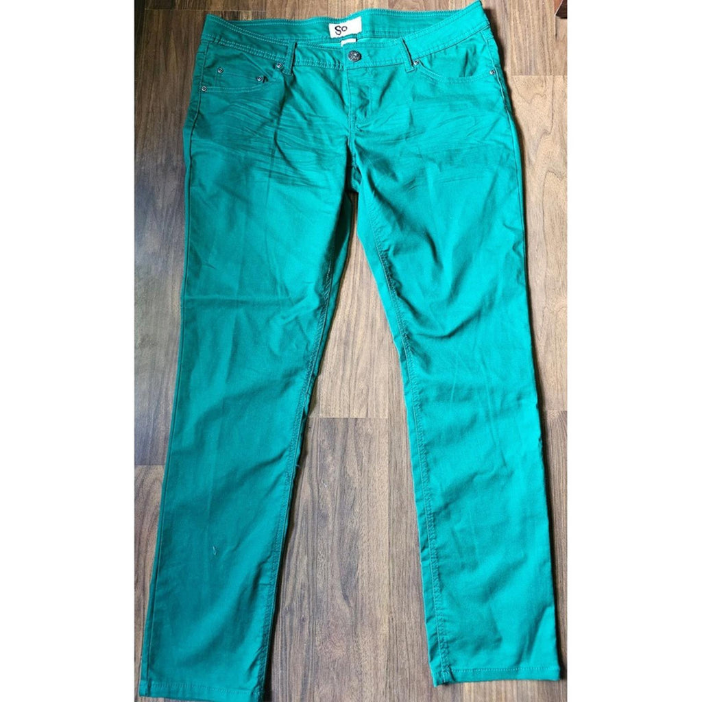 SO Kelly Green Skinny Jeans Size 17 Stretch Bold Color Denim