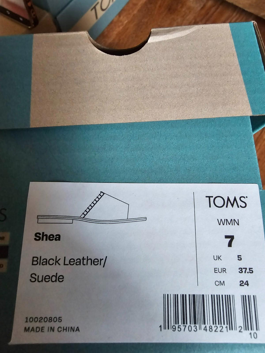 TOMS Shea Sandals Black Leather Suede Size 7 Womens Slip On