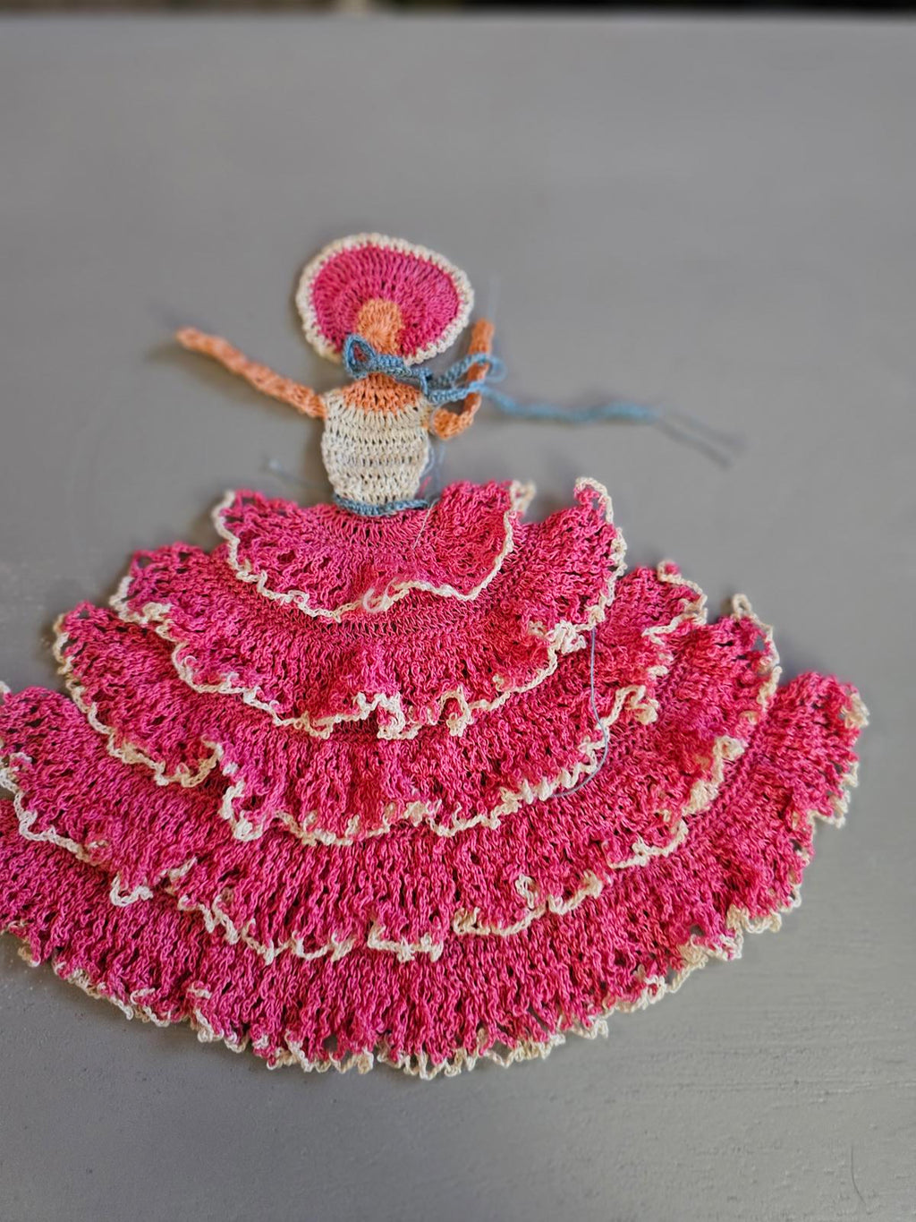 Vintage Crochet Doll Dress Pattern Ruffle Fiesta