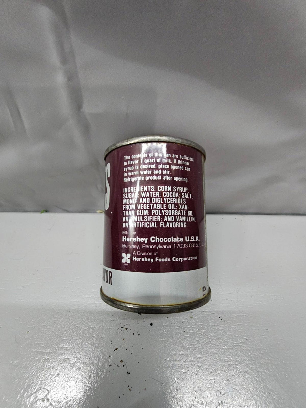 Vintage Hershey's Syrup Tin 5.5 Ounces Hershey Chocolate Container; Opened Empty