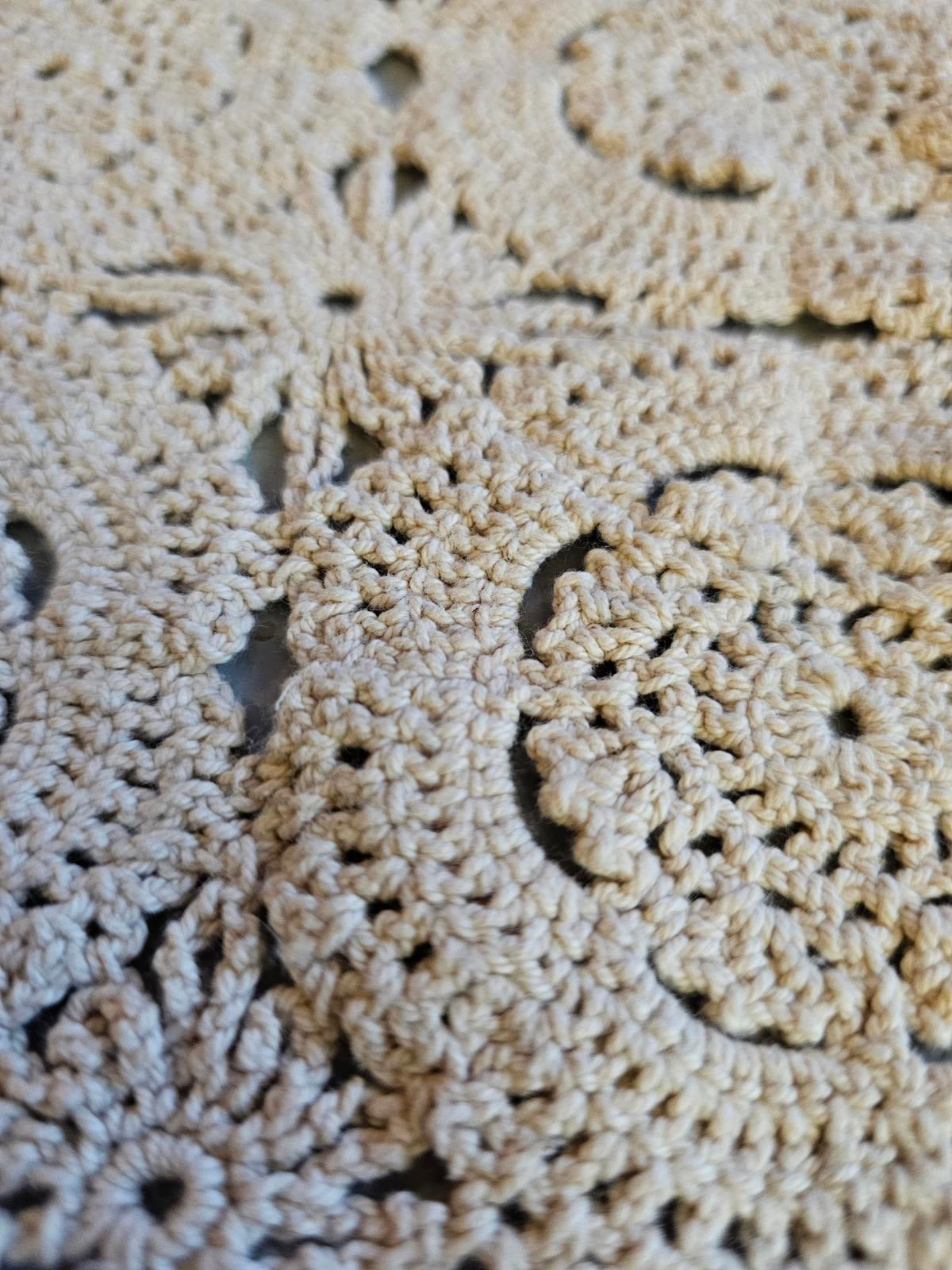 Handmade Vintage Crochet Lace Doily - Retro Floral Charm