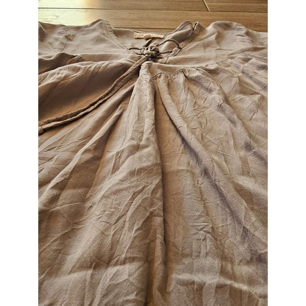 Blush Noir Gray Boho Tunic Top Lace Cutout Sleeves Size S