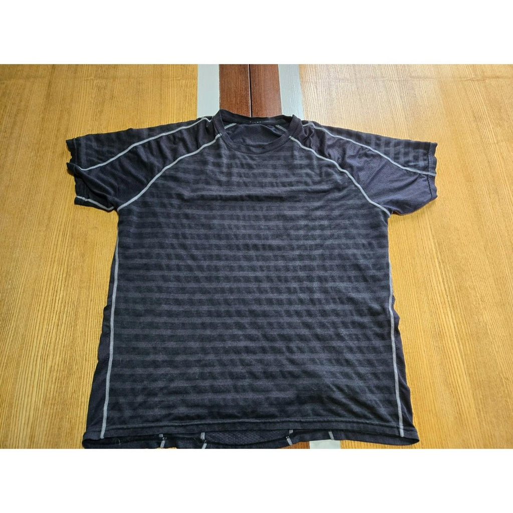 Men's DriFit Workout Shirt Black Striped Size M Athletic Tee