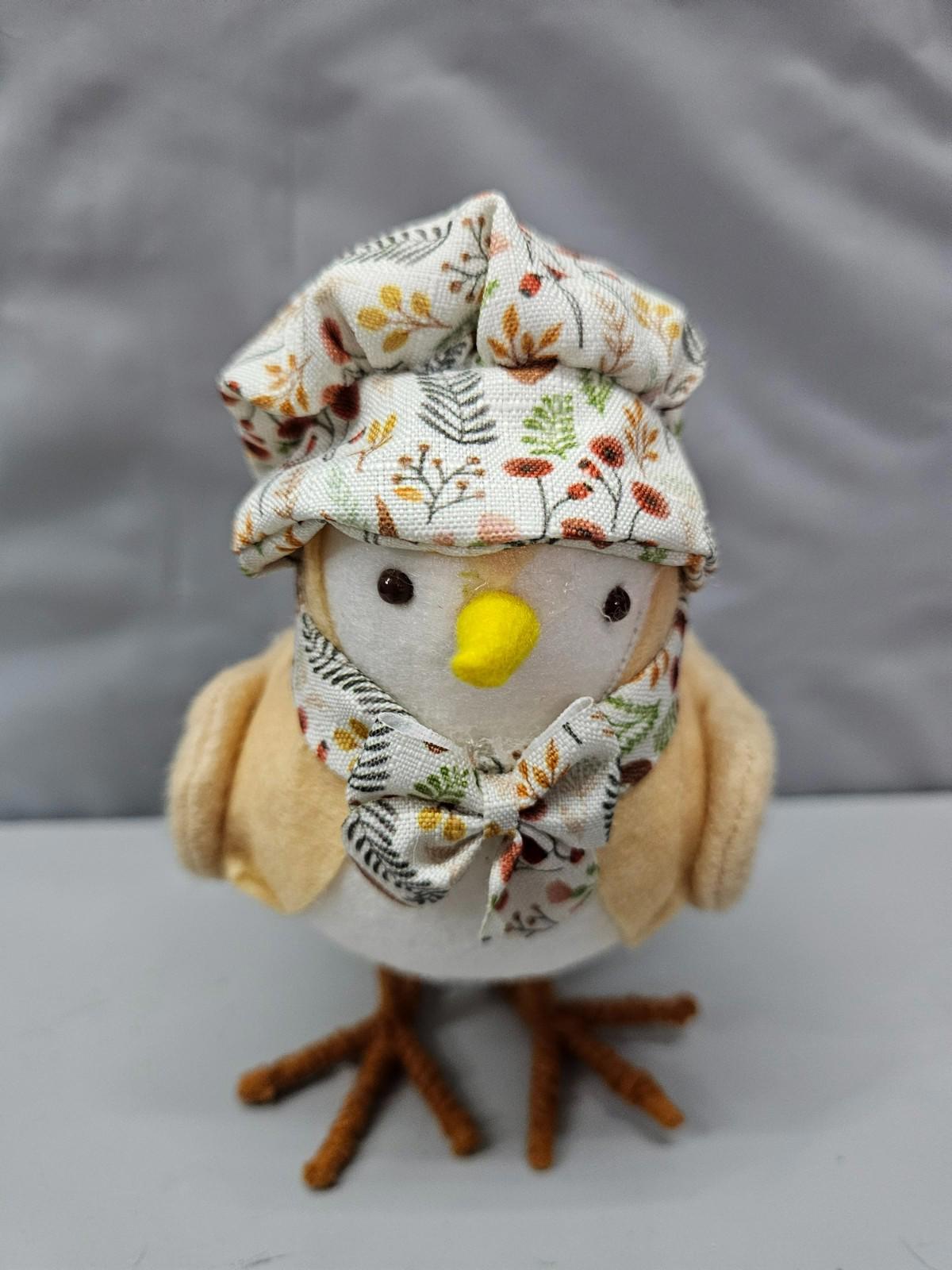 Rare Autumn Harvest Fall Felt Bird Table Holiday Decor Collectible