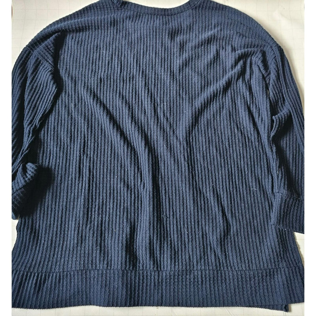 Zenana Blue Waffle Knit Pullover Sweater Women's Large