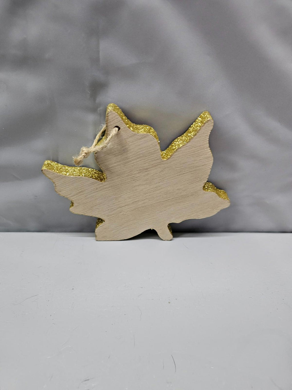 Wooden Maple Leaf Ornament Gold Glitter Edge Fall Hanging Decor