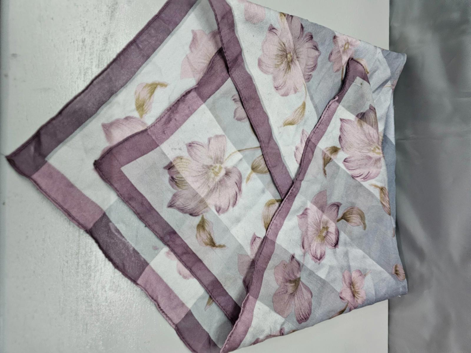 Vintage Lilac Floral Sheer Head Scarf Soft Pastel Square Shawl