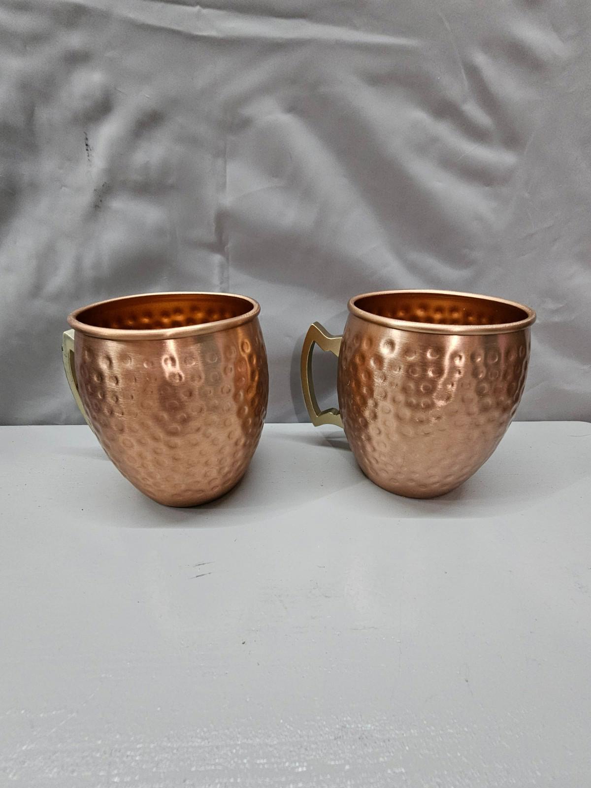 Set of 2 Arora Moscow Mule Mugs 16 oz Hammered Copper Finish with Brass Handles