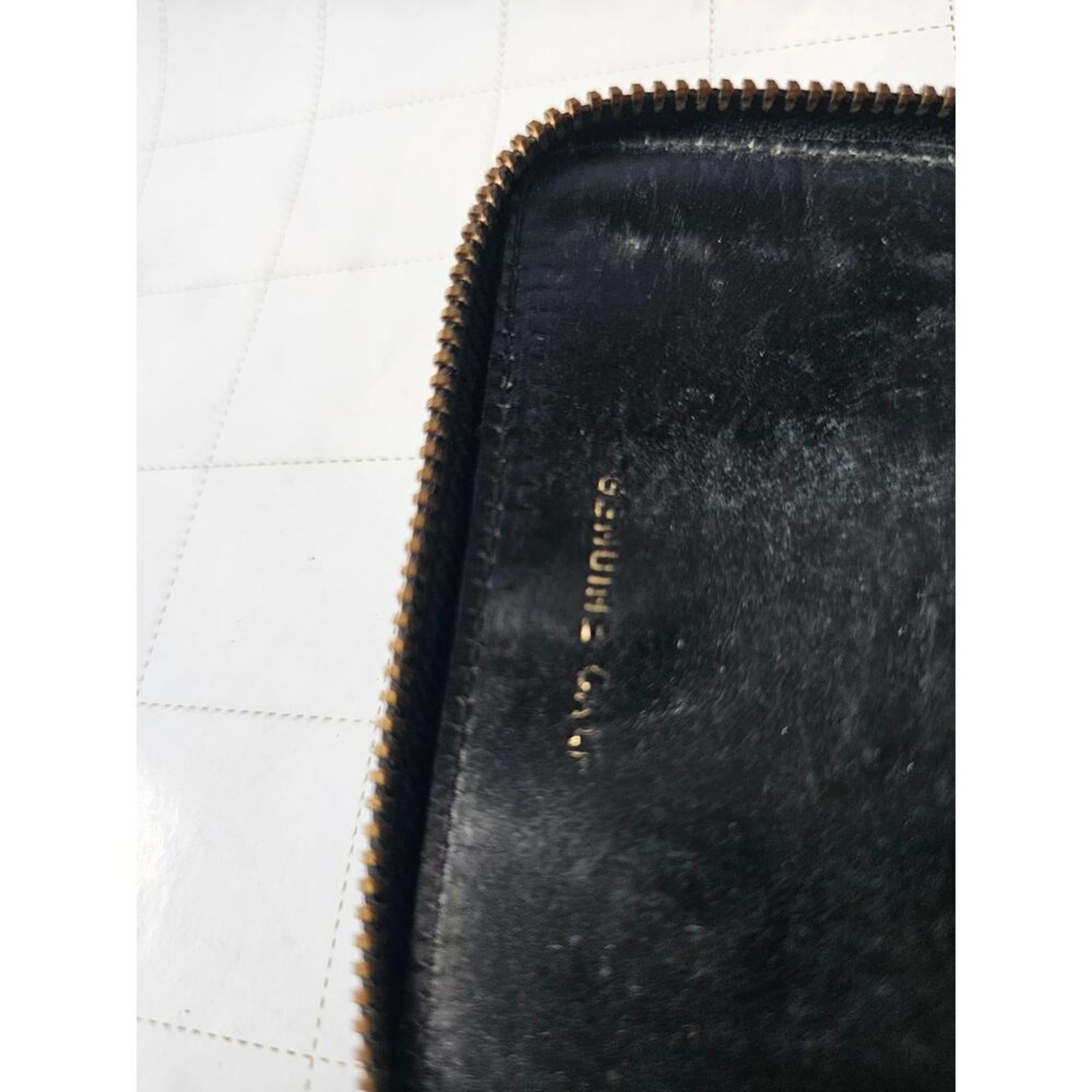 Vintage Black Leather Zip Wallet with Retro Flair