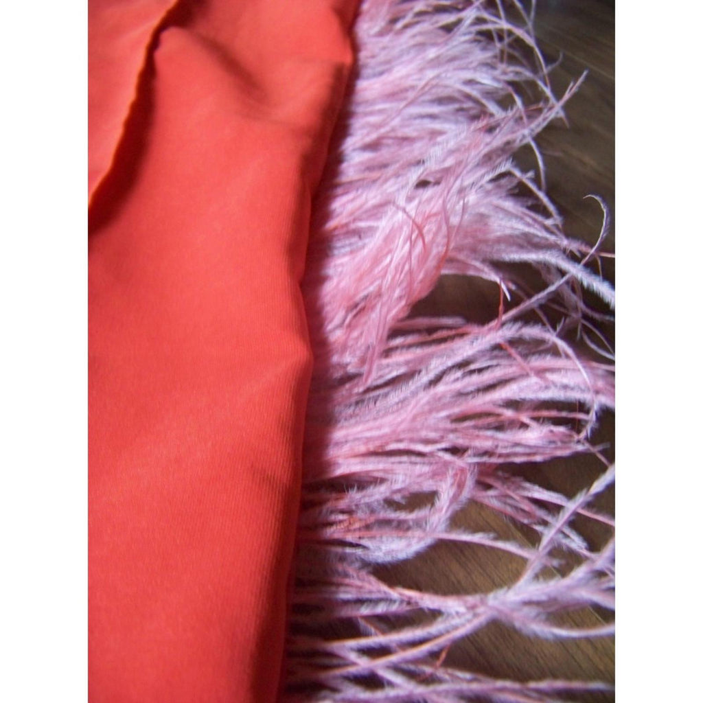 AMMO Coral Orange Feather Trim Pants Small High Waist Statement Fringe